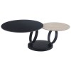 Masuta de cafea rotativa Liverno, metal, piatra sinterizata, aspect travertin, negru/bej, L.80 cm, MIFU000225-SD