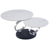 Masuta de cafea rotativa Liverno, metal, piatra sinterizata, aspect marmura alba, L.80 cm, MIFU000225-WH