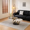 Masuta de cafea rotativa Liverno, metal, piatra sinterizata, aspect marmura, neagra/alba, L.80 cm, MIFU000225-WHGL