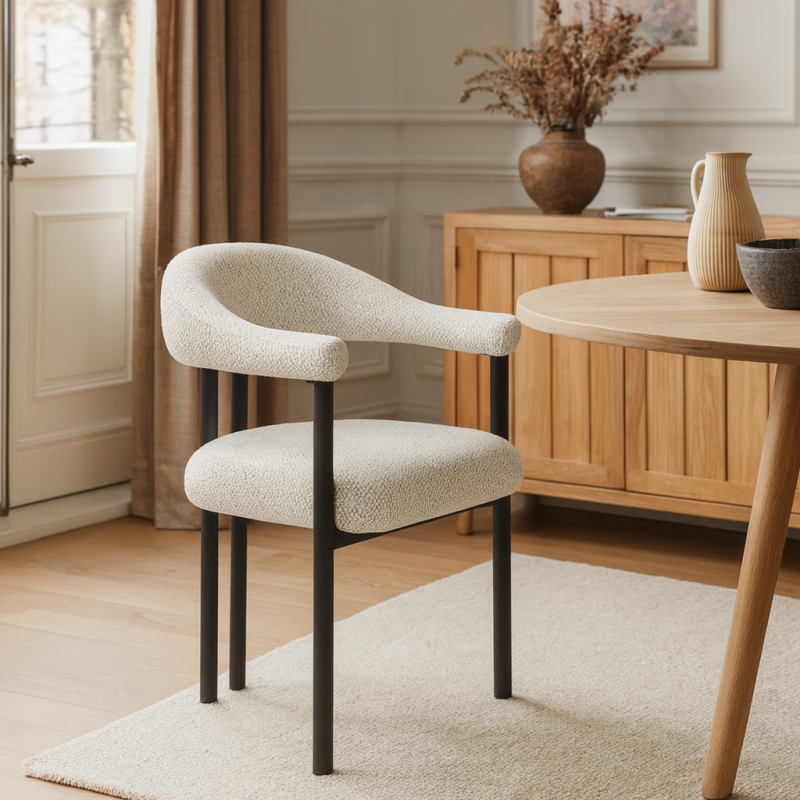 Scaun dining Basel, metal, poliester, gri deschis, H.82 cm, MIFU000226-LGY