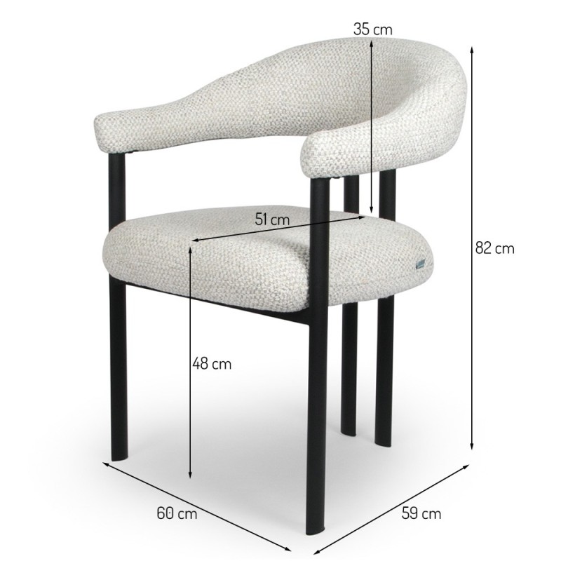 Scaun dining Basel, metal, poliester, gri deschis, H.82 cm, MIFU000226-LGY