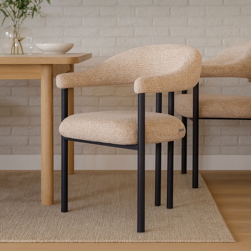 Scaun dining Basel, metal, poliester, taupe, H.82 cm, MIFU000226-TP