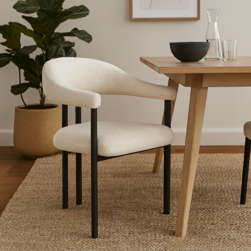 Scaun dining Basel, metal, poliester, alb, H.82 cm, MIFU000226-WH