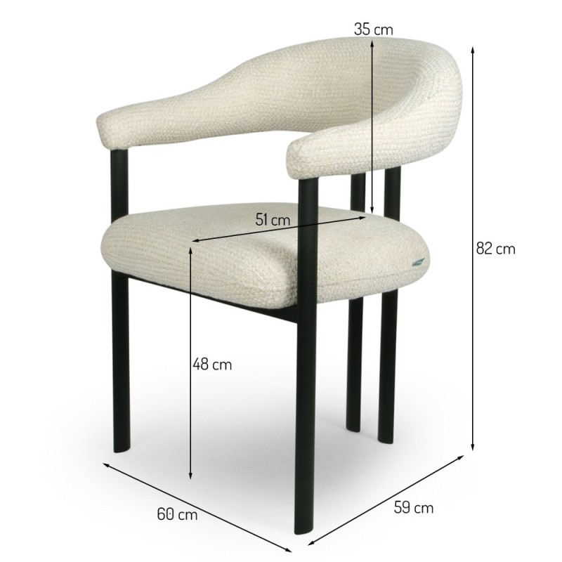 Scaun dining Basel, metal, poliester, alb, H.82 cm, MIFU000226-WH