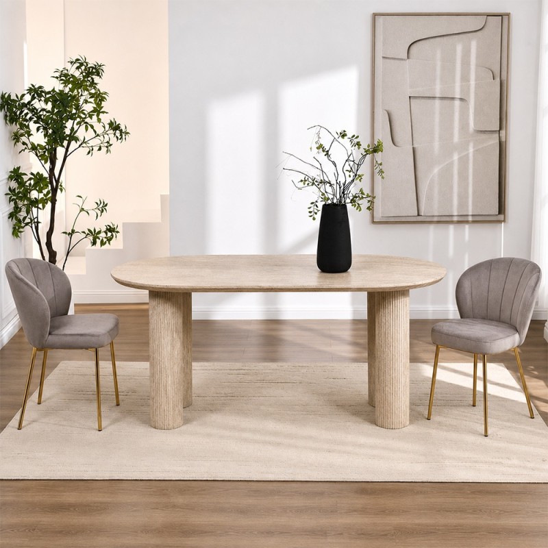 Scaun dining Cadiz, metal, poliester, gri deschis, H.78 cm, MIFU000231-GL
