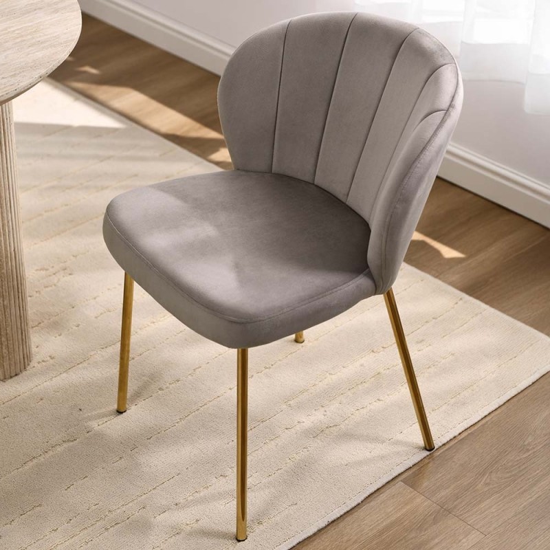 Scaun dining Cadiz, metal, poliester, gri deschis, H.78 cm, MIFU000231-GL