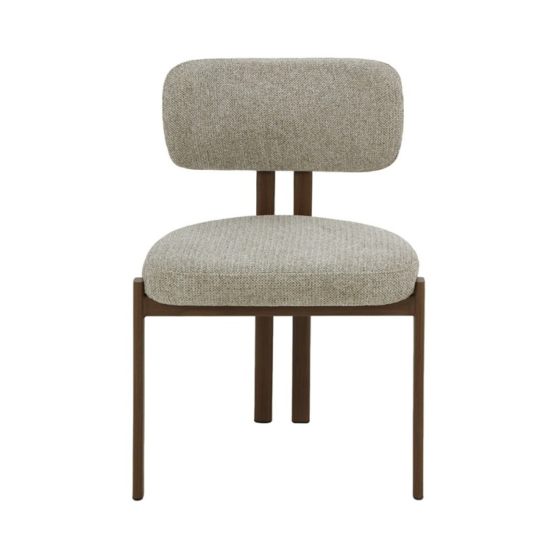 Scaun dining Ubeda, metal, poliester, aspect de nuc, MIFU000235-SD