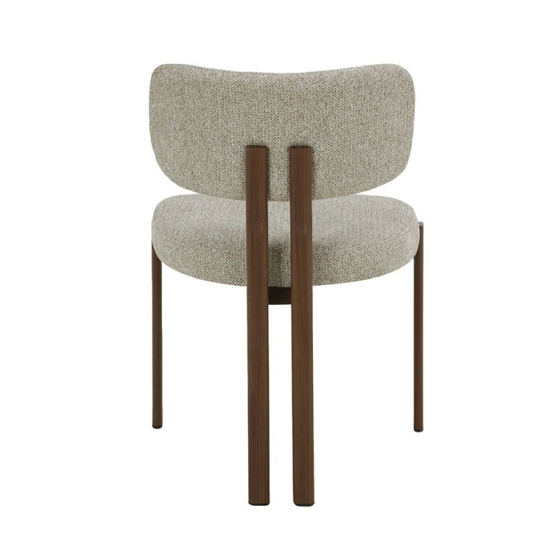 Scaun dining Ubeda, metal, poliester, aspect de nuc, MIFU000235-SD