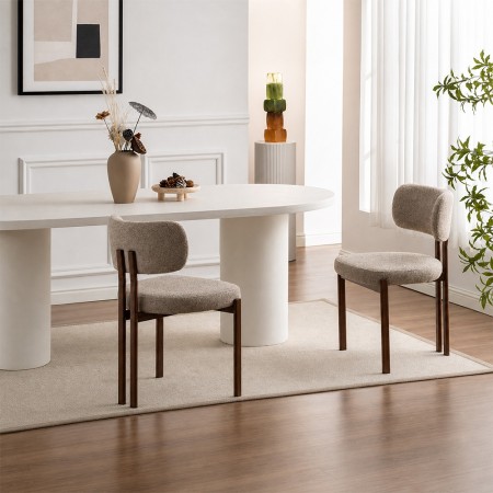Scaun dining Ubeda, metal, poliester, aspect de nuc, MIFU000235-SD