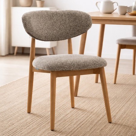 Scaun dining Alaro, lemn, material textil, taupe, H.82 cm, MIFU000237-TP