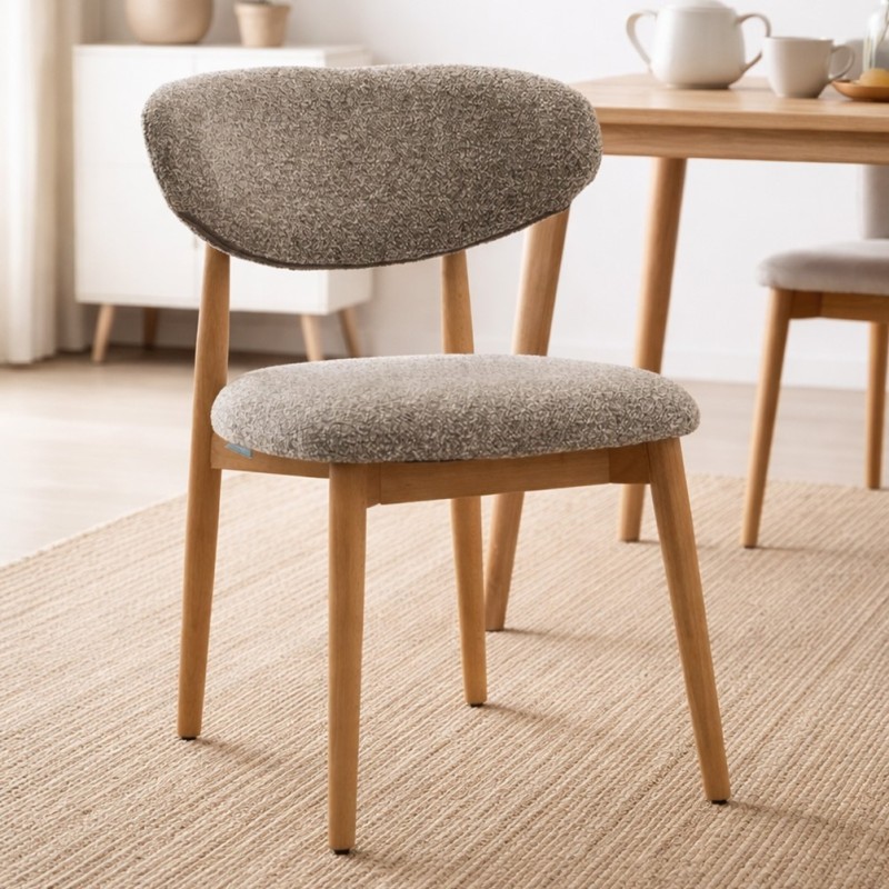 Scaun dining Alaro, lemn, material textil, taupe, H.82 cm, MIFU000237-TP