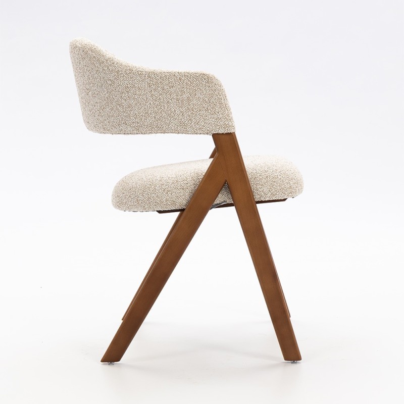 Scaun dining Enna, lemn, material textil, spuma, bej, H.79 cm, MIFU000238-TP