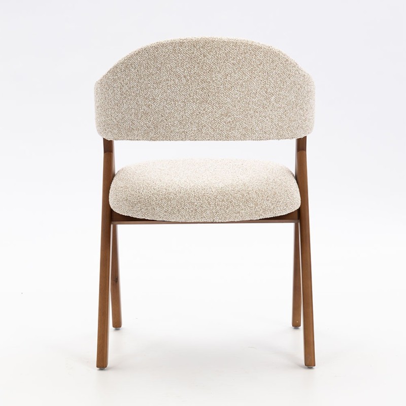 Scaun dining Enna, lemn, material textil, spuma, bej, H.79 cm, MIFU000238-TP