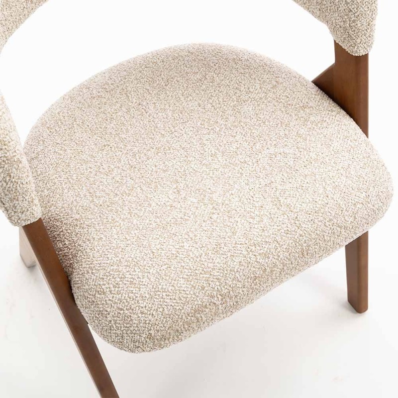 Scaun dining Enna, lemn, material textil, spuma, bej, H.79 cm, MIFU000238-TP