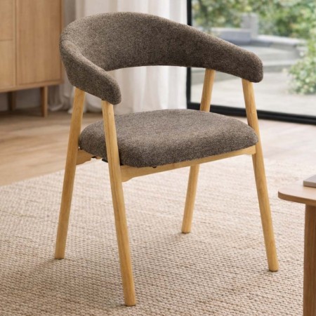 Scaun dining Lendava, lemn, material textil, maro, H.79 cm, MIFU000239-BR