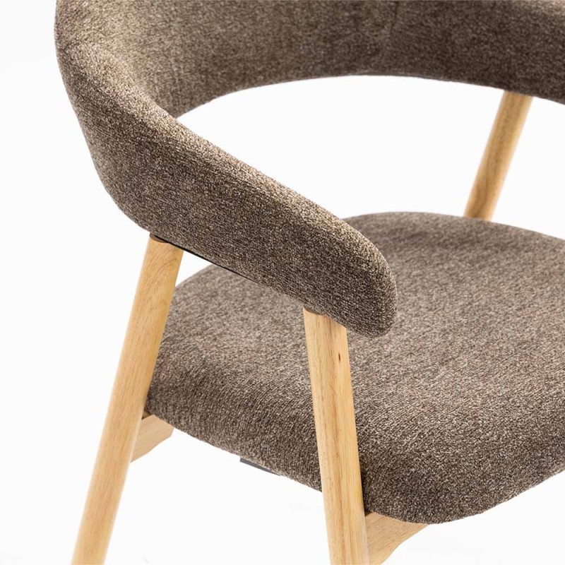 Scaun dining Lendava, lemn, material textil, maro, H.79 cm, MIFU000239-BR