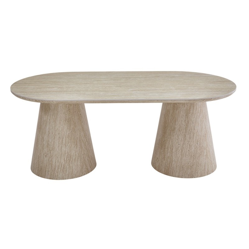 Masa dining Elvas, MDF, ceramica, aspect travertin, bej, L.200 cm, MIFU000240-SD