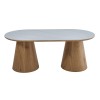 Masa dining Elvas, MDF, ceramica, aspect marmura, natural/alba, L.200 cm, MIFU000240-WH