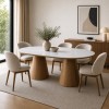 Masa dining Elvas, MDF, ceramica, aspect marmura, natural/alba, L.200 cm, MIFU000240-WH