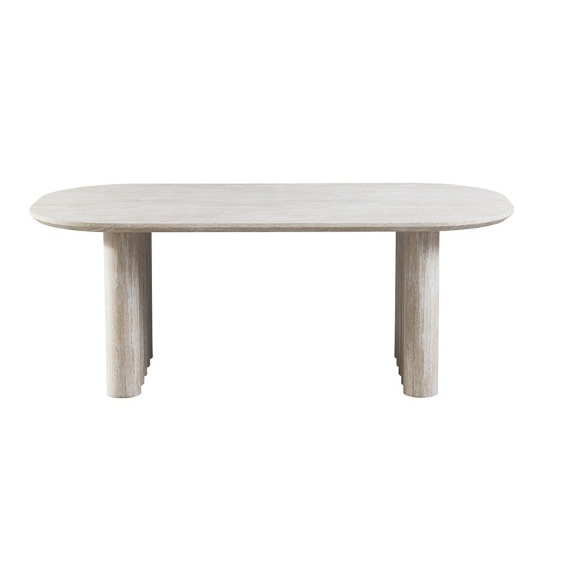 Masa dining Zafra, MDF, aspect travertin, bej, L.200 cm, MIFU000242-SD