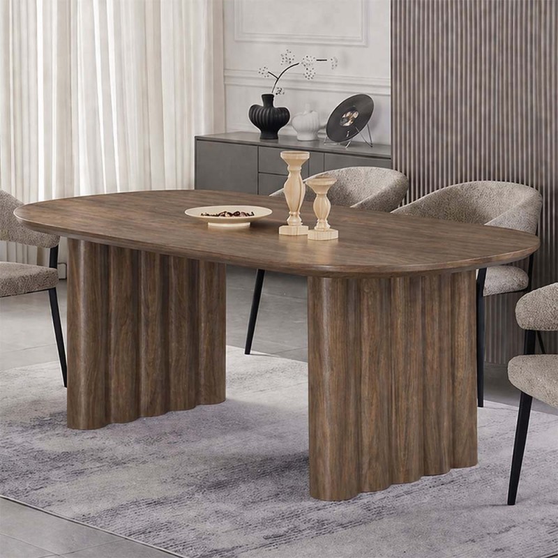 Masa dining Zafra, MDF, maro, L.200 cm, MIFU000242-WALN