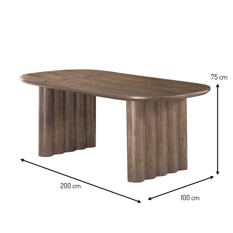 Masa dining Zafra, MDF, maro, L.200 cm, MIFU000242-WALN