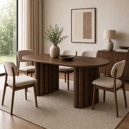 Masa dining Zafra, MDF, maro, L.200 cm, MIFU000242-WALN