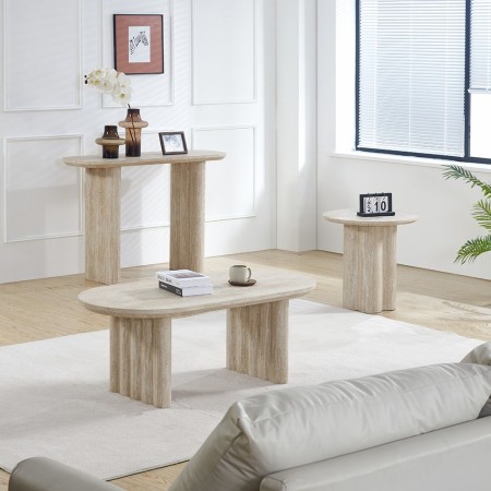 Masuta cafea Zafra, MDF, aspect travertin, bej, L.120 cm, MIFU000243-SD