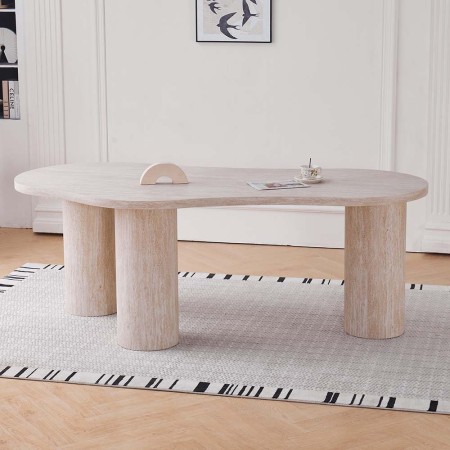 Masa dining Sorano, MDF, aspect travertin, bej, L.210 cm, MIFU000244-SD