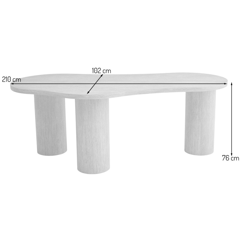Masa dining Sorano, MDF, aspect travertin, bej, L.210 cm, MIFU000244-SD