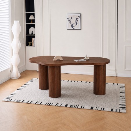 Masa dining Sorano, MDF, furnir de nuc, maro, L.210 cm, MIFU000244-WALN