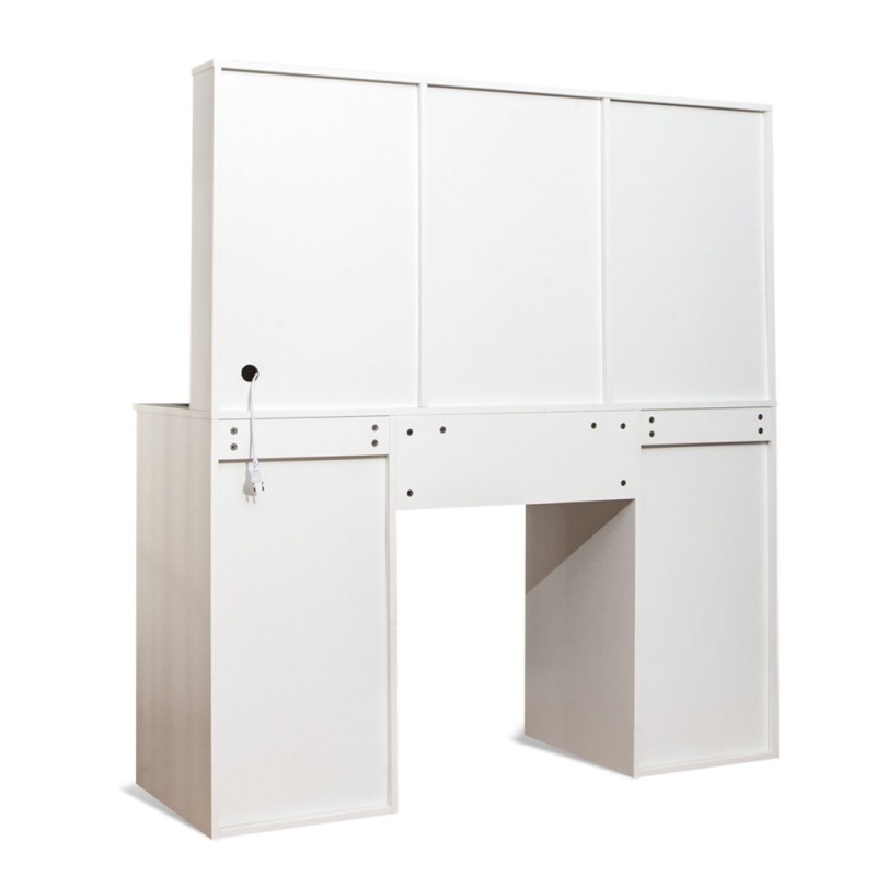 Masa toaleta Erice, MDF, sticla, alba, L.143 cm, MIFU000248-UN