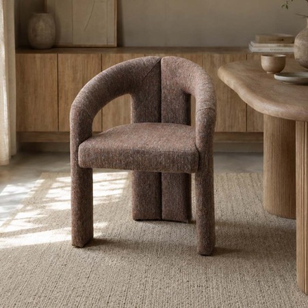 Scaun dining Namur, metal, material textil, spuma, maro, H.77 cm, MIFU000252-BR