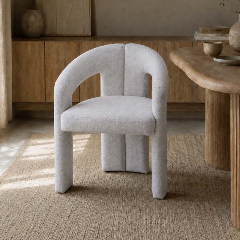 Scaun dining Namur, metal, material textil, spuma, alb, H.77 cm, MIFU000252-WH