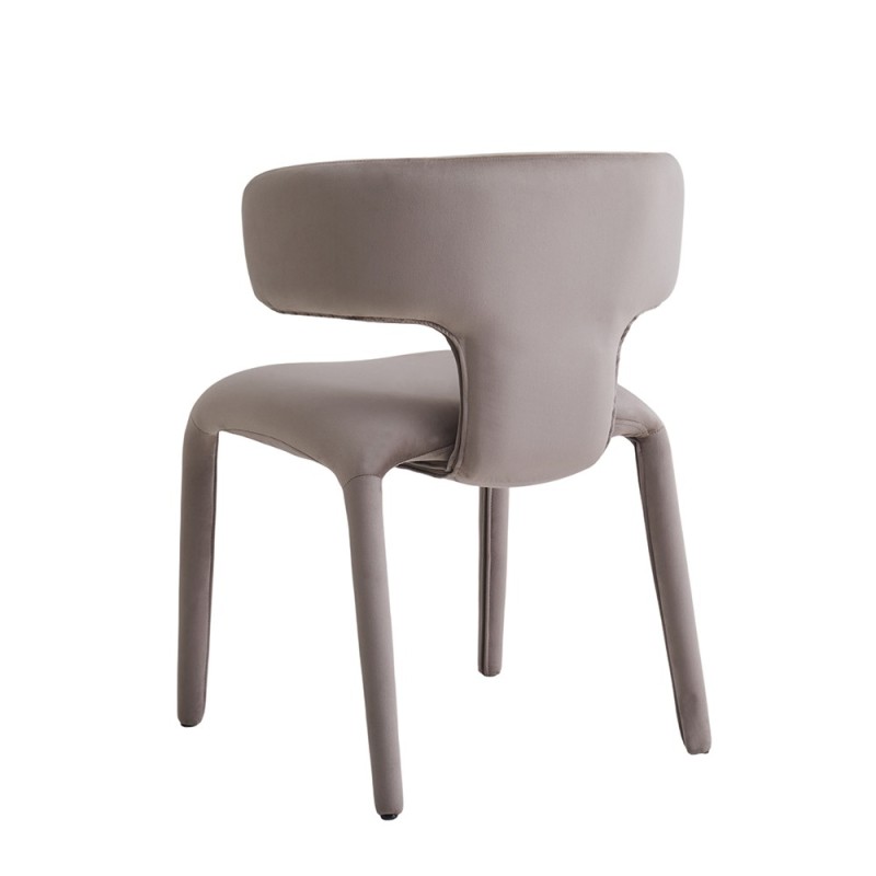 Scaun dining Matera, lemn, catifea, taupe, H.76 cm, MIFU000254-TP