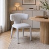 Scaun dining Matera, lemn, material textil, alb, H.76 cm, MIFU000254-WH