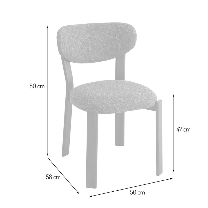 Scaun dining Perast, metal, poliester, gri/bej, H.80 cm, MIFU000255-BG