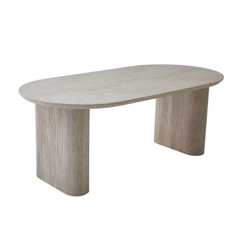 Masa dining Calais, MDF, aspect travertin, bej, L.200 cm, MIFU000256-BG