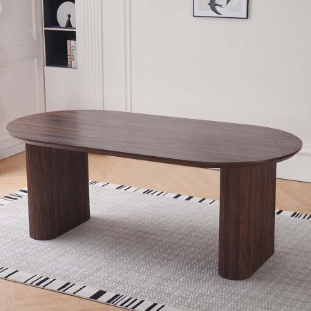 Masa dining Calais, MDF, aspect nuc, maro, L.200 cm, MIFU000256-WALN