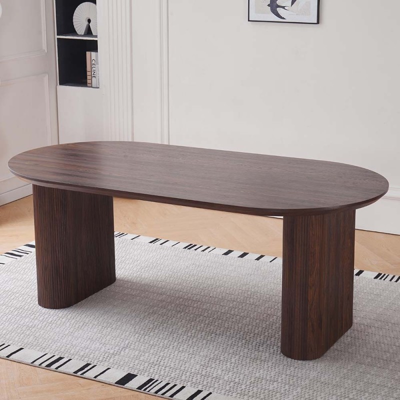 Masa dining Calais, MDF, aspect nuc, maro, L.200 cm, MIFU000256-WALN