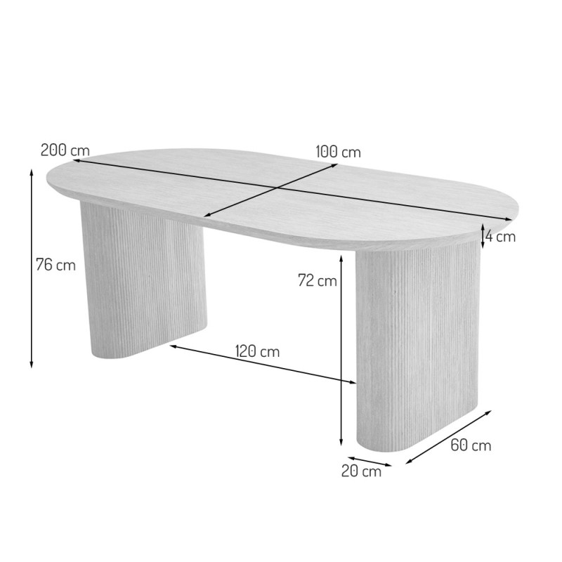 Masa dining Calais, MDF, aspect nuc, maro, L.200 cm, MIFU000256-WALN