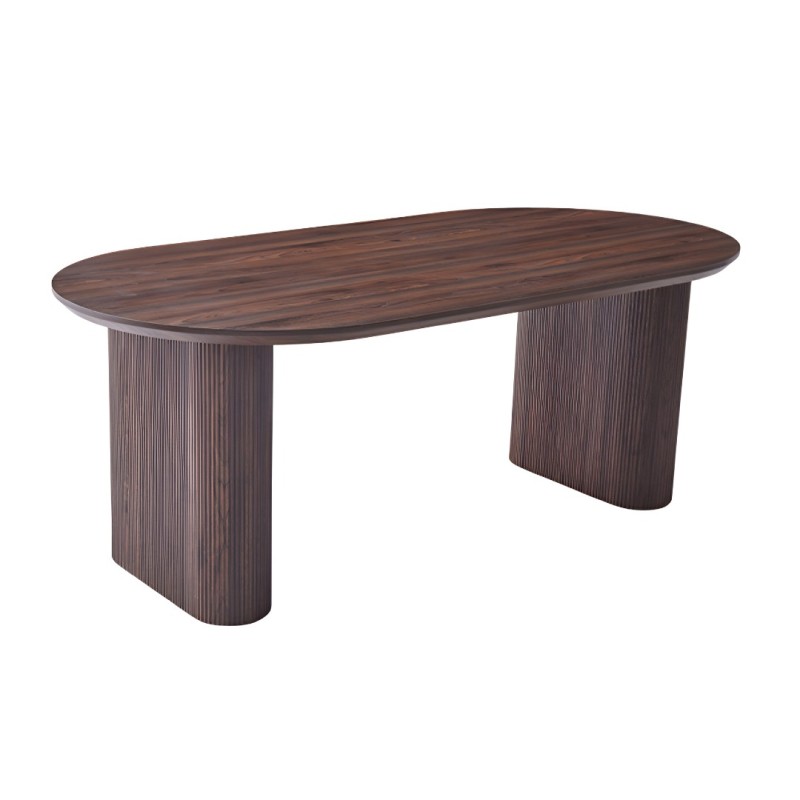 Masa dining Calais, MDF, aspect nuc, maro, L.200 cm, MIFU000256-WALN