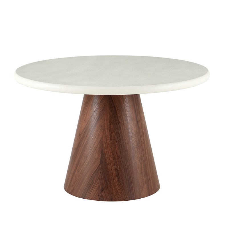 Masa dining Hagen, MDF, aspect ciment, maro/alb, D.120 cm, MIFU000258-WH