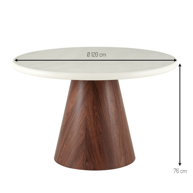 Masa dining Hagen, MDF, aspect ciment, maro/alb, D.120 cm, MIFU000258-WH