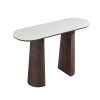 Consola Zahara, MDF, ceramica, maro, aspect travertin, L.120 cm, MIFU000262-WALN