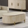 Masa de cafea Royan, metal, MDF, aspect travertin, L.130 cm,  MIFU000264-BG