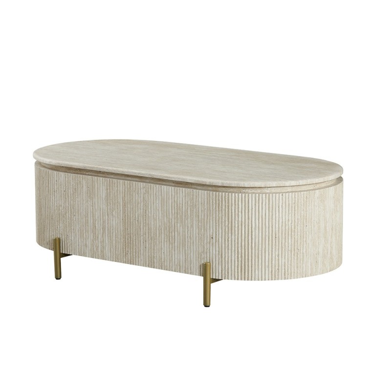 Masa de cafea Royan, metal, MDF, aspect travertin, L.130 cm,  MIFU000264-BG