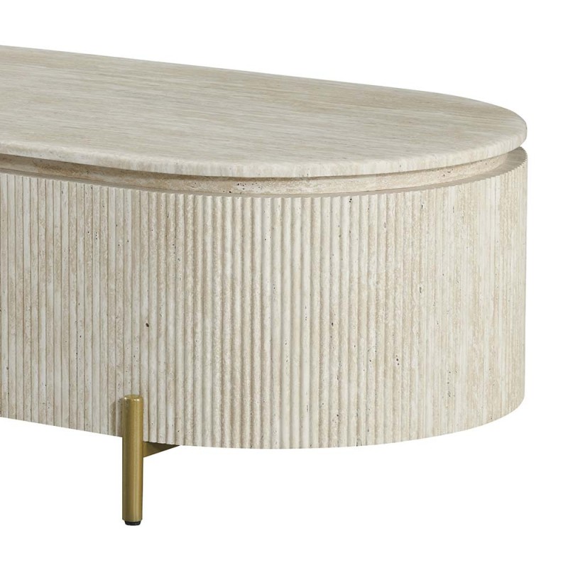 Masa de cafea Royan, metal, MDF, aspect travertin, L.130 cm,  MIFU000264-BG