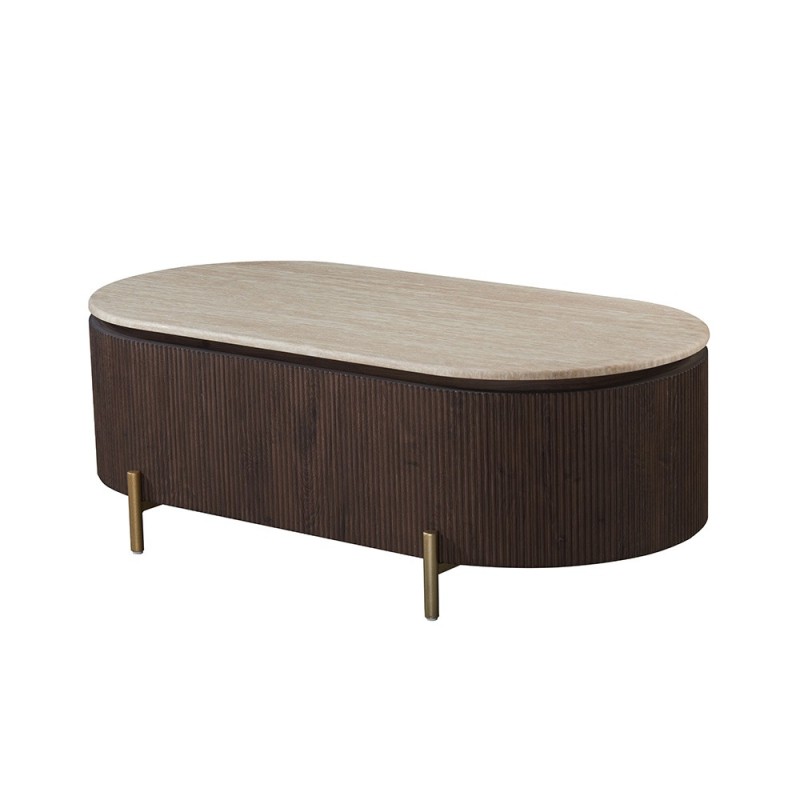 Masa de cafea Royan, metal, MDF, aspect nuc, L.130 cm, MIFU000264-WALN