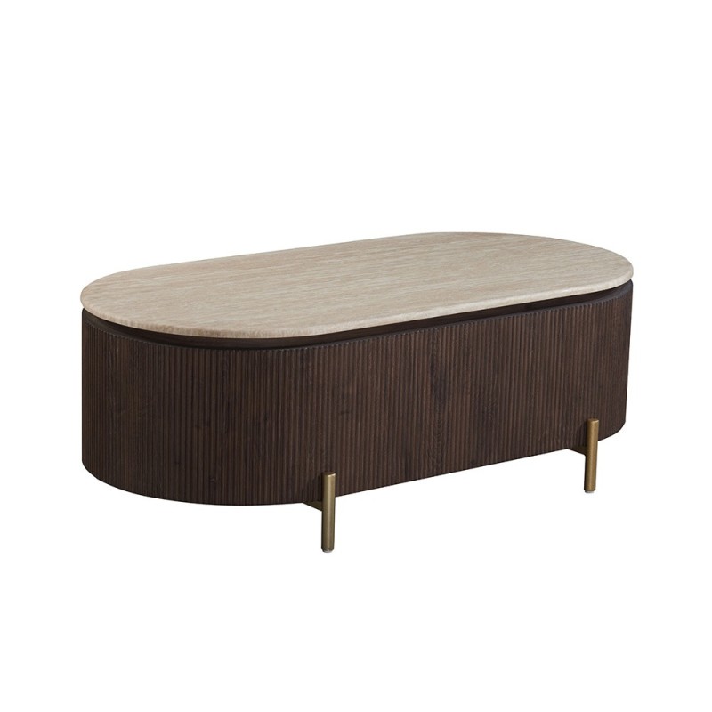 Masa de cafea Royan, metal, MDF, aspect nuc, L.130 cm, MIFU000264-WALN
